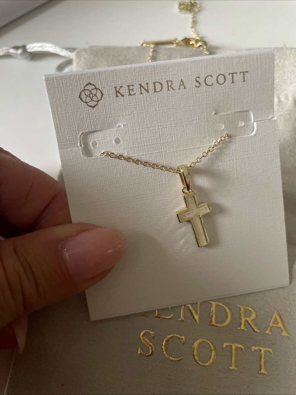 Kendra Scott Kids Gold Cross Necklace with Polished Finish